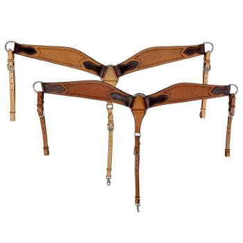 Showman Contoured Argentina Cow Leather Basket Tooled Breastcollar