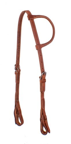 Showman Harness Leather one ear headstall with quick change bit loops