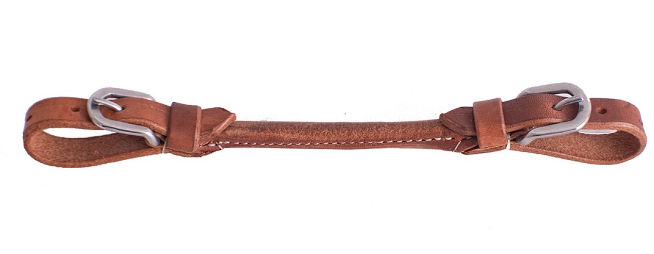 Showman Harness leather adjustable rolled center curb strap