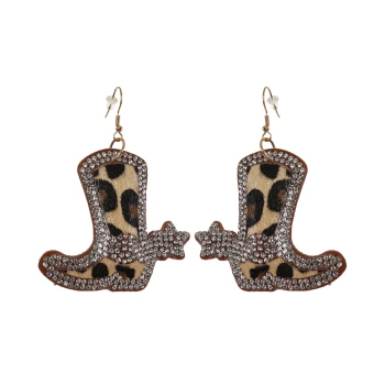Bling Rhinestone Earring - Cheetah Boots
