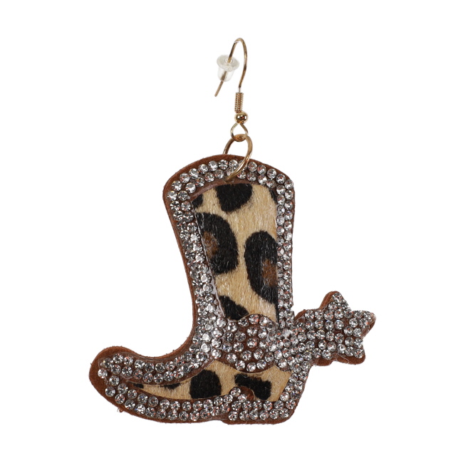 Bling Rhinestone Earring - Cheetah Boots #2