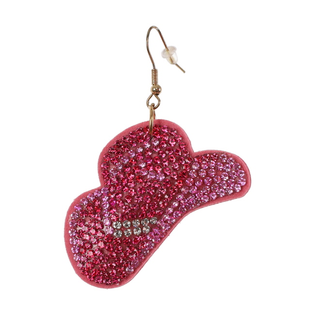 Bling Rhinestone Earring - Pink Hat #2