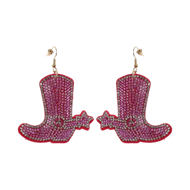 Bling Rhinestone Earring - Pink Boots