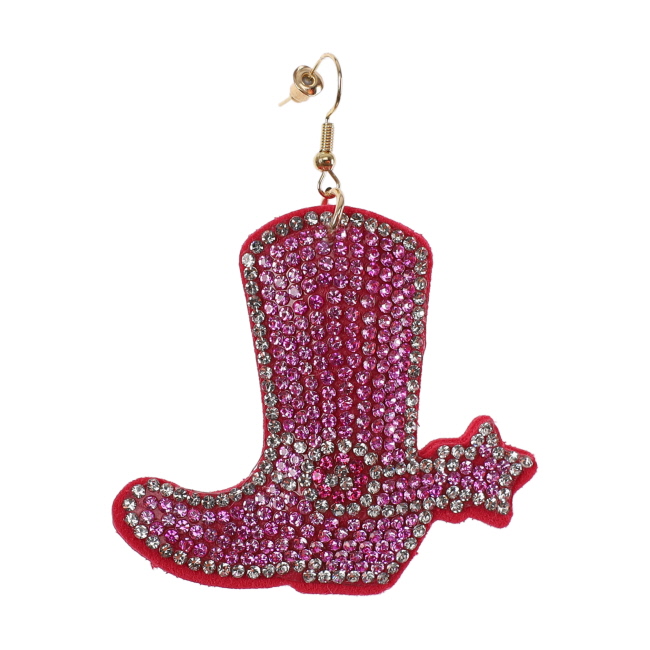 Bling Rhinestone Earring - Pink Boots #2
