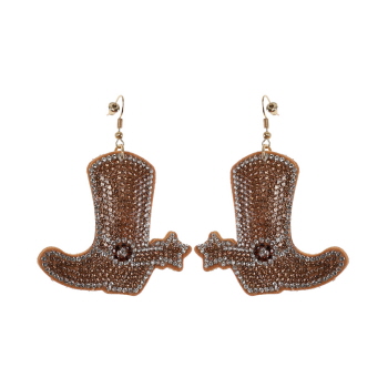 Bling Rhinestone Earring - Gold Boots