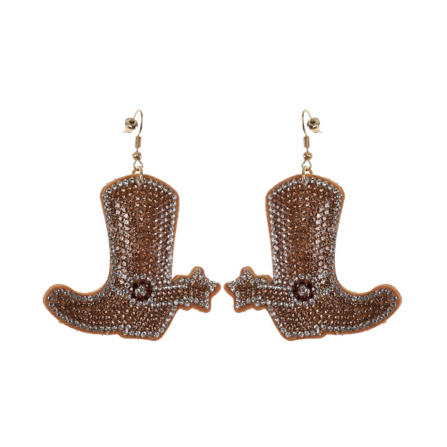 Bling Rhinestone Earring - Gold Boots