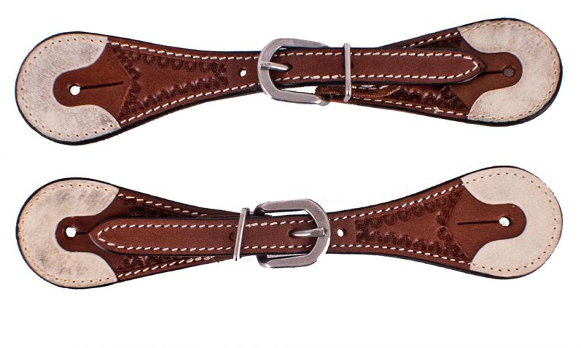 Showman Youth Argentina Cow Leather Spur Straps with Rawhide Ends