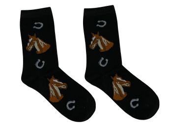 Womens's Western Horse Head Print Fun Design Socks #3