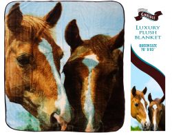 Showman Couture Luxury plush blanket with "Barn Buddies" print. Queen Size 76" x 93"
