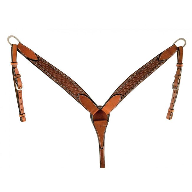 Showman Medium Oil Argentina cow leather basket tooled breastcollar