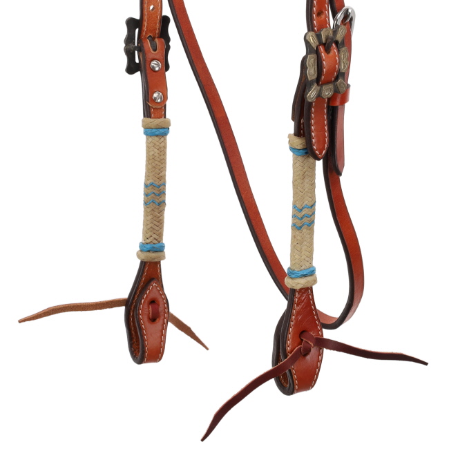 Showman Frosted Teal Rawhide Browband Headstall #2