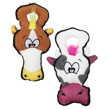 Barnyard Bash Squeaker & Handle Plush Dog Toy