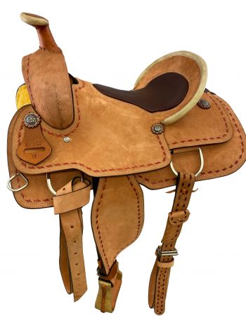 16" Roper Style saddle with leather inlay pencil roll seat
