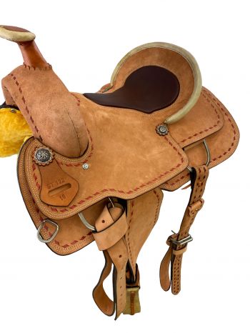 16" Roper Style Saddle with Leather Inlay Pencil Roll Seat #2