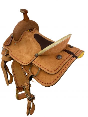 16" Roper Style Saddle with Leather Inlay Pencil Roll Seat #3
