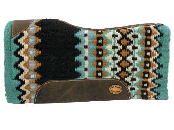 Klassy Cowgirl 28" x 30" Barrel Style Turquoise, orange and black colored memory felt bottom saddle pad - turquoise, orange and black