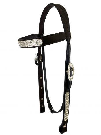 Economy Brow-Band Dark oil silver show headstall