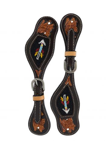 Showman Beaded Arrow design 4 Piece Argentina Leather Headstall and Breastcollar Set #3