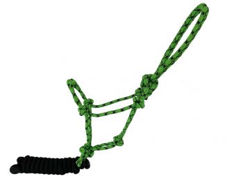 Showman Horse size fluorescent speckled cowboy knot halter with black removeable lead #4