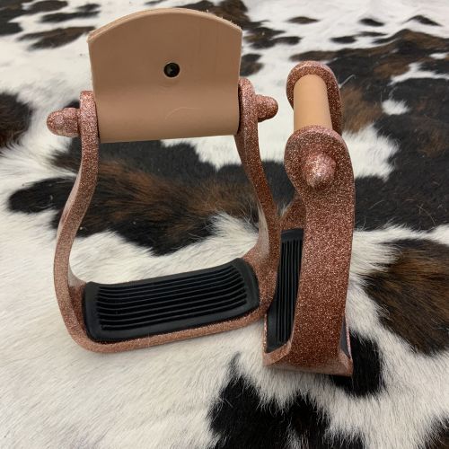 Showman Rose Gold Glitter Epoxy aluminum stirrups #2