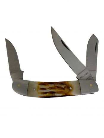 4" Bone handle 3 blade folding knife
