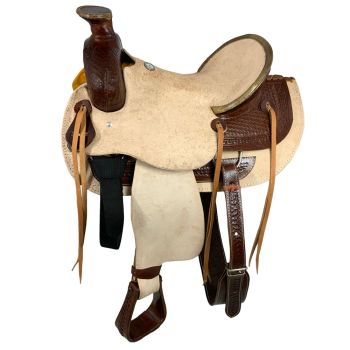 Buffalo Saddlery Rugged Outlaw Natural Roughout Roper Style Saddle - 16 Inch