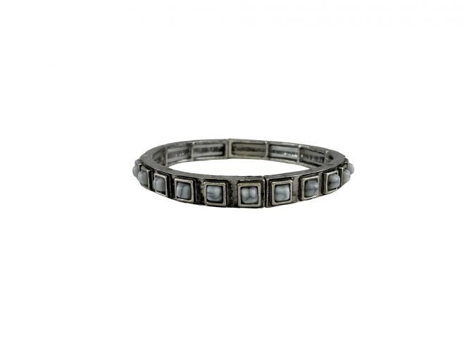 Western design silver bracelet with marble like stones