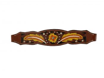 Showman Adjustable nylon bronc halter with painted feather noseband #2
