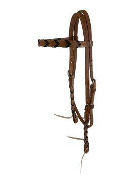 Showman Argentina cow leather browband headstall with colored lacing #2