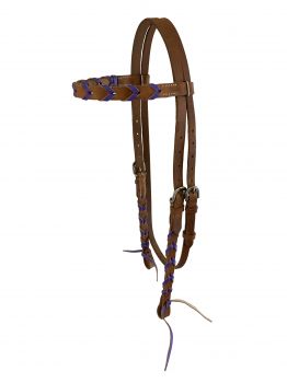 Showman Argentina cow leather browband headstall with colored lacing #4