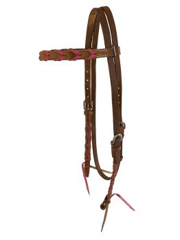 Showman Argentina cow leather browband headstall with colored lacing #3