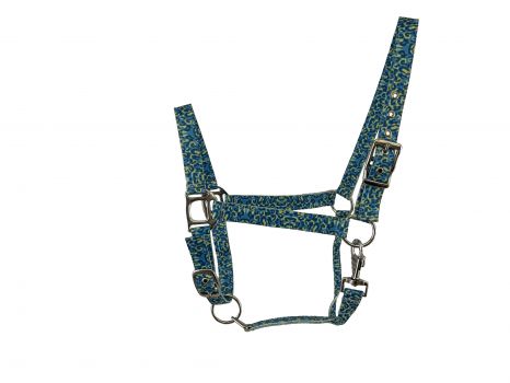 2ply Nylon Horse Sized Halter with Cheetah print design