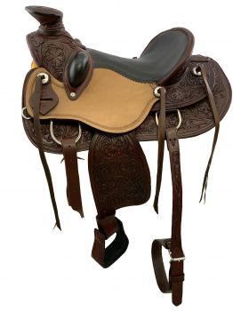 17" Burgundy Wade Style Economy Roping Saddle Set with matching HS&#47;BC Set with reins #2
