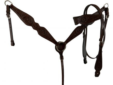 17" Burgundy Wade Style Economy Roping Saddle Set with matching HS&#47;BC Set with reins #3