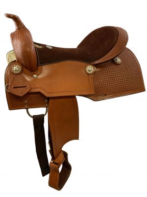 16" Double T Pleasure Style Saddle with Square Skirts. Full QH Bars