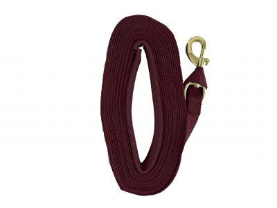 Heavy Duty 25' Web lunge line with padded handle. Replaceable brass snap and loop end #6