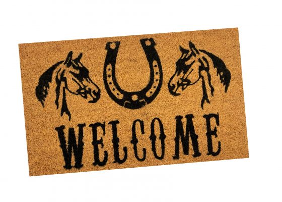 Welcome Horseshoe &amp; Horsehead Design Outdoor Door Mat