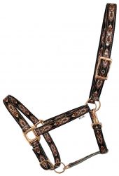 Showman Premium Nylon Horse Sized Halter with Black and Brown southwest design