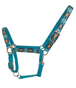 3ply Nylon Horse Sized Halter with Southwest design overlay