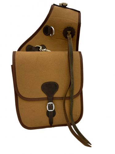 Showman  Deluxe canvas saddle bag with flap over closure with leather buckles #2