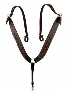 Showman Dark Oil Argentina Cow Leather Barbwire tooled pulling collar