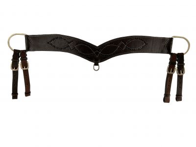 Showman Dark Oil Argentina Cow Leather Barbwire tooled tripping collar