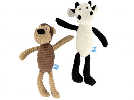 Monkey/Cow Plush Dog Toy with squeakers