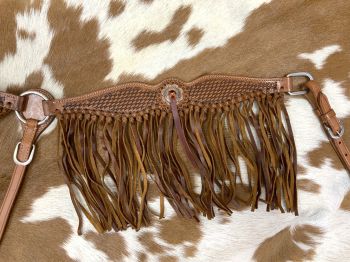 Showman Basketweave Fringe Browband Headstall and Breast Collar Set #4