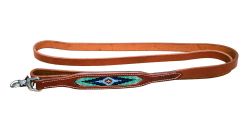 Showman Couture 5ft genuine leather dog leash with beaded inlay