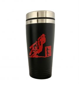 16oz Stainless Steel Black coated tumbler with Red Barrel Racer Decal