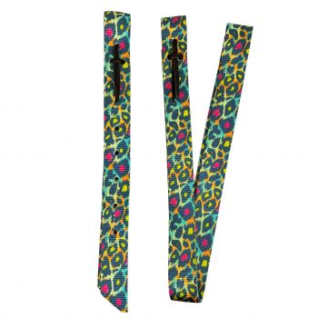 Showman Rainbow Cheetah Print Nylon tie strap and Off Billet set