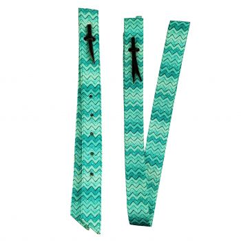 Showman Teal Chevron Nylon tie strap and Off Billet set