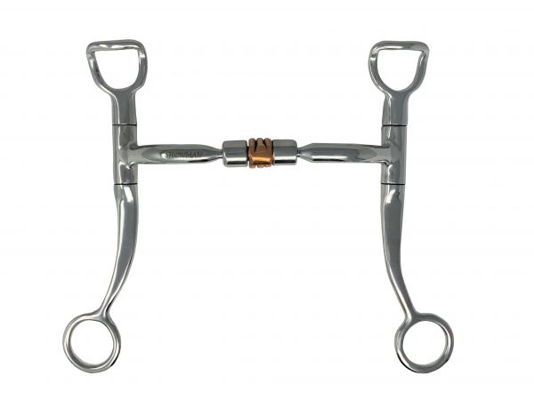 Showman Stainless Steel Snaffle Bit with Copper Roller