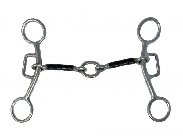 Showman stainless steel dog bone snaffle bit with rings